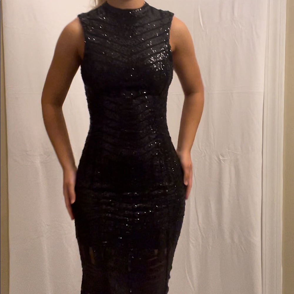 Small Floor length Sparkly Black Dress